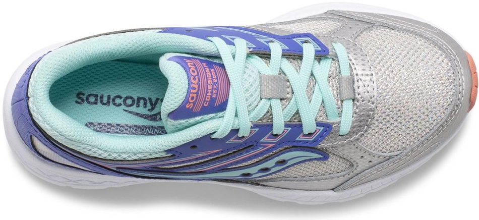 Adidași Saucony Pentru Copii Mari Cohesion 14 Din Dantelă Silver-periwinkle-turq