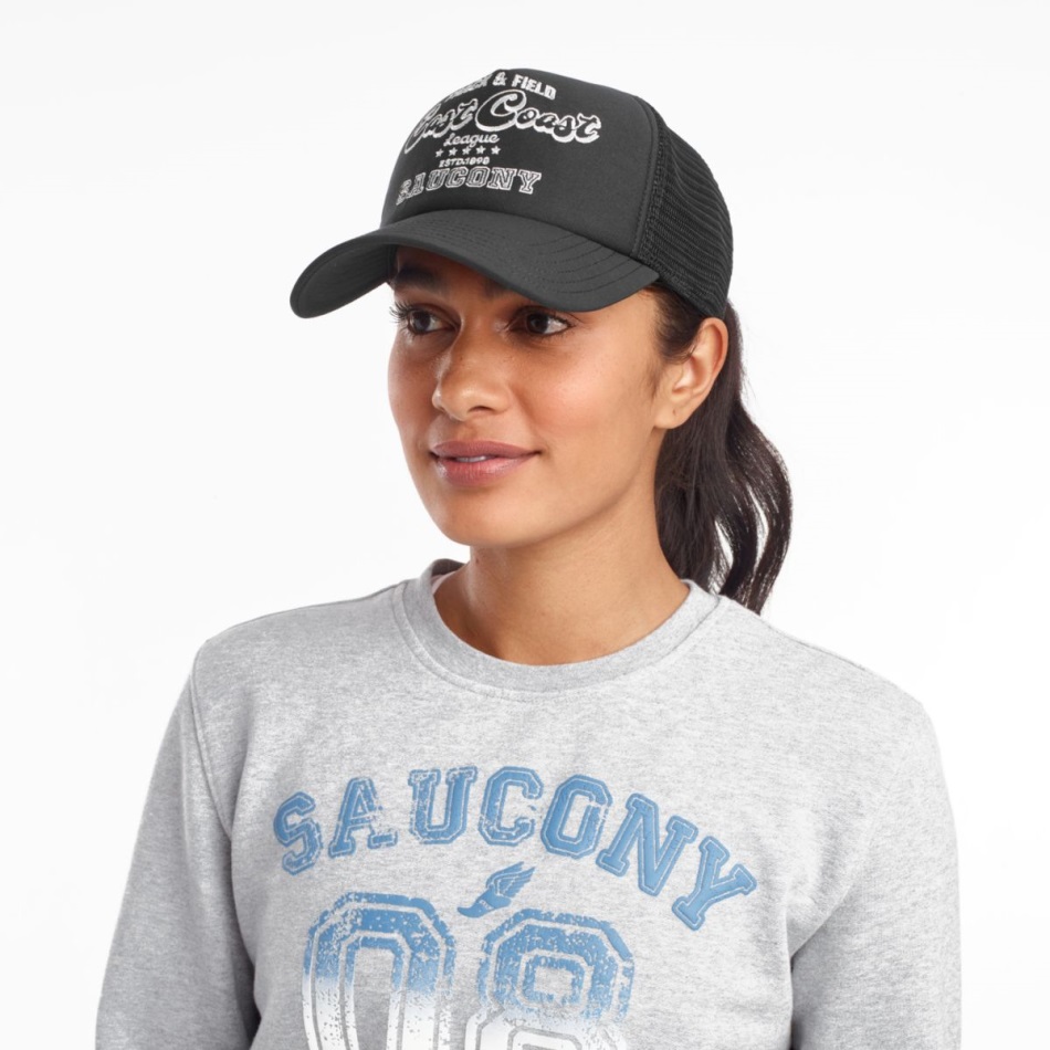 Saucony Negru Serigrafiat Pălărie Saucony Spumă Trucker